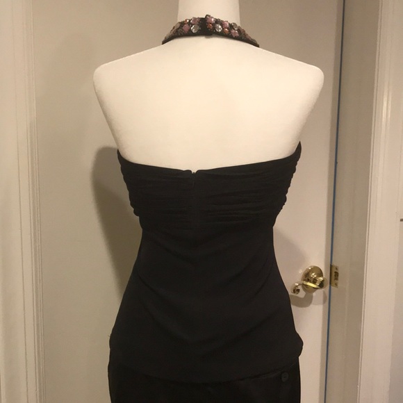 Embellished Black Halter Top with Open Back - Picture 5 of 8